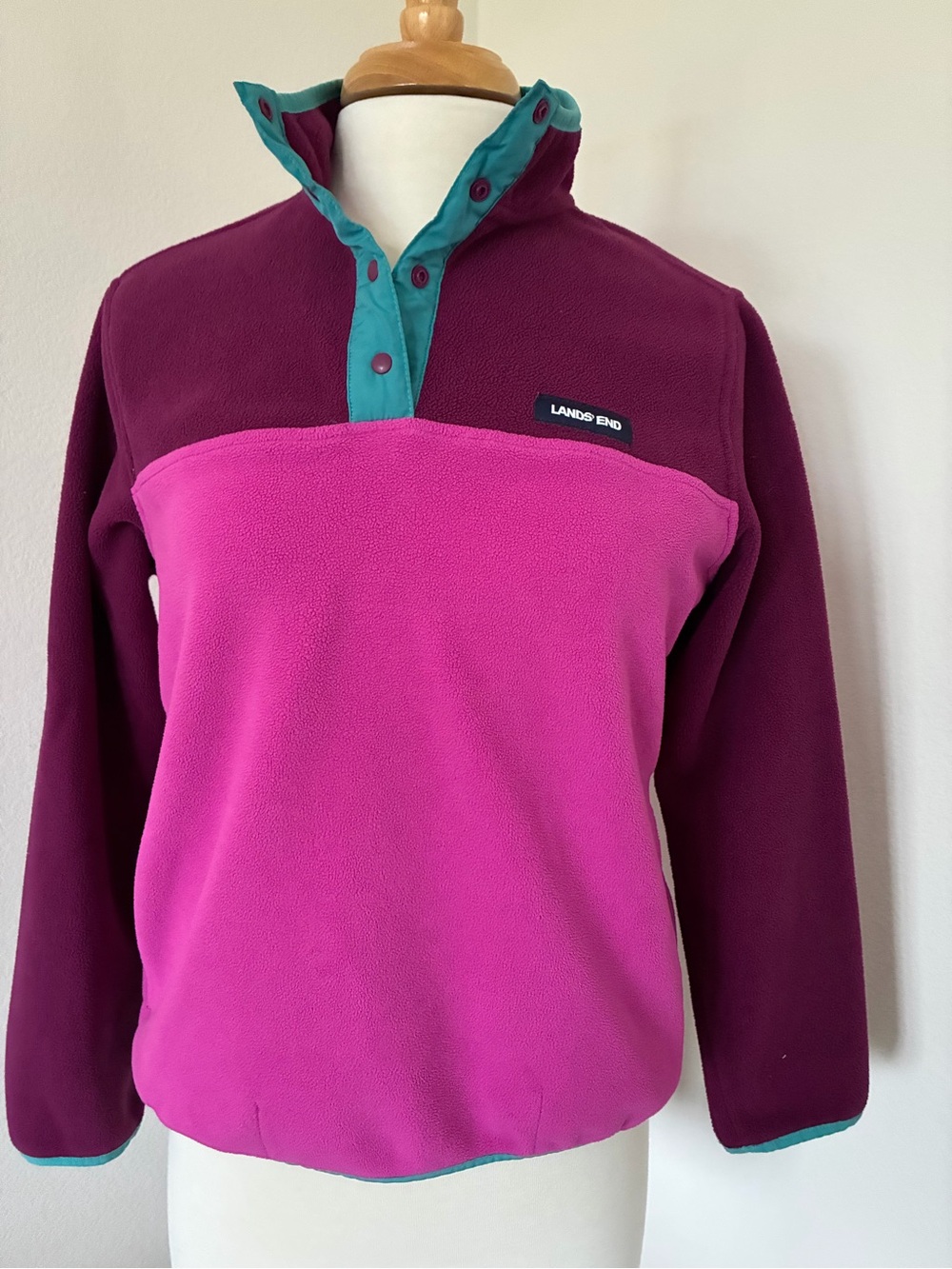 Lands' End Women’s Fleece Pullover - Magenta & Burgundy